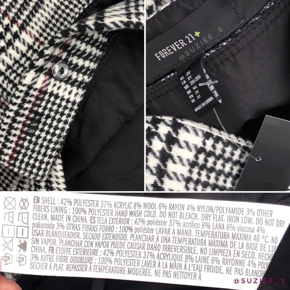 Forever 21 Black White Plaid Plunge V Neck Pinafore Mini Dress 2X NWT - Picture 11 of 14